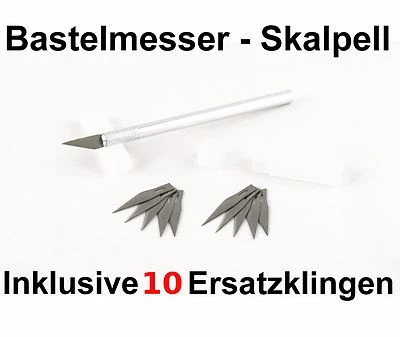 Skalpell +10 Ersatzklingen! Bastelmesser Cutter Modellbau Präzision schneiden