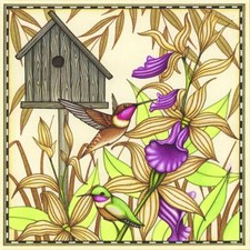 Ceramic Backsplash Tile Mural Bird Kitchen/Bathroom - Hummingbird and Orchids
