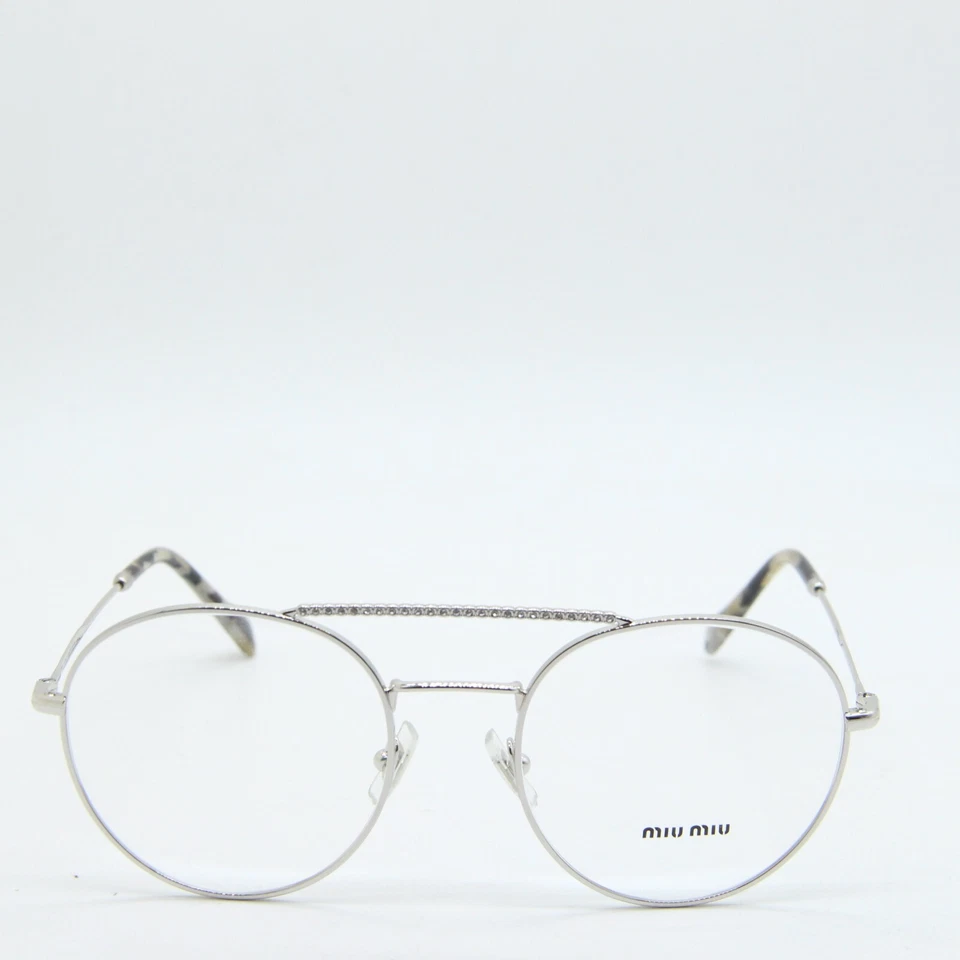 NUEVOS MARCOS DE GAFAS MIU MIU VMU 51R 1BC-1O1 PLATEADOS AUTÉNTICOS 52-20 Foto 2 de 3