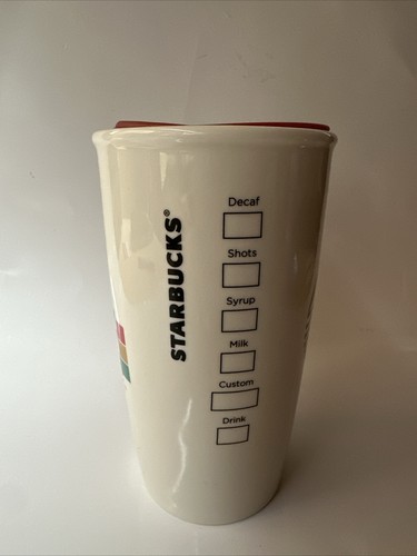 Walt Disney World Starbucks Ceramic Tumbler Mug 12 oz NEW Christmas With Lid - Picture 10 of 10
