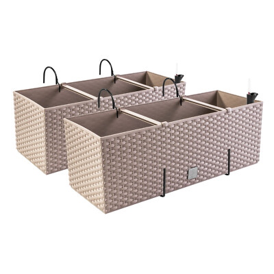PAFEN 2in1 Set 2x Fioriere Da Balcone Fioriere Effetto Rattan 4x Colori Vaso Da Fiori (antracite - Foto 4