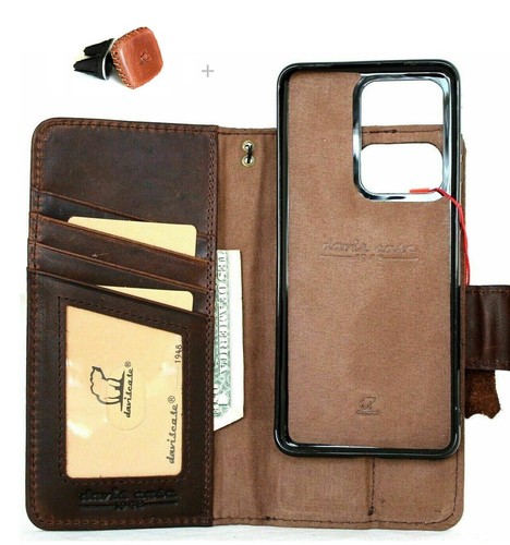 Genuine Leather Case for Galaxy Note 20 Ultra Wallet Book + Magnetic Car Holder - Picture 2 of 9