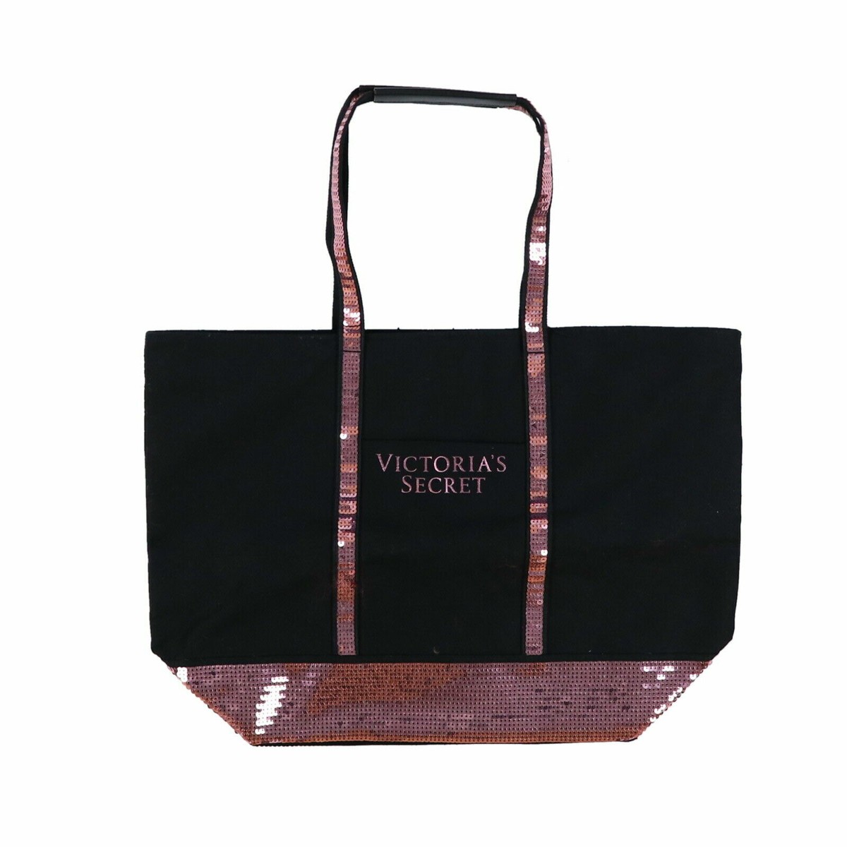 New Victorias Secret Bling Pink Sequin Sparkle Black Tote