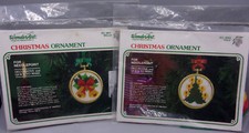 2 Vintage WonderArt Christmas Ornaments Tree and Bells Needlepoint Kits- Sealed