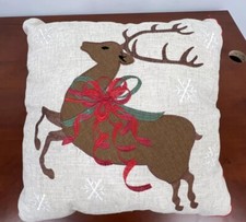 Large Christmas Reindeer Pillow 18  x 18  , Very Soft, Couch, Bed, Throw, Red