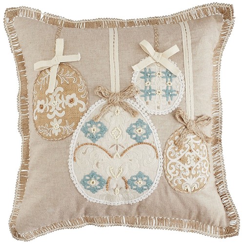 PIER 1 IMPORTS Foil Egg & Bunnies Embellished Velvet Pillow 20x20 NWT/NIP EASTER - Picture 5 of 12