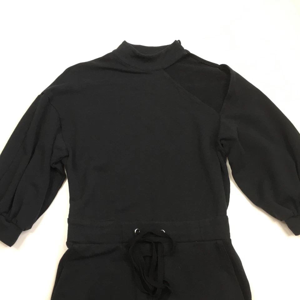 Mono BEBE para mujer talla pequeña negro cuello falso recortado manga corta cordón Foto 4 de 4