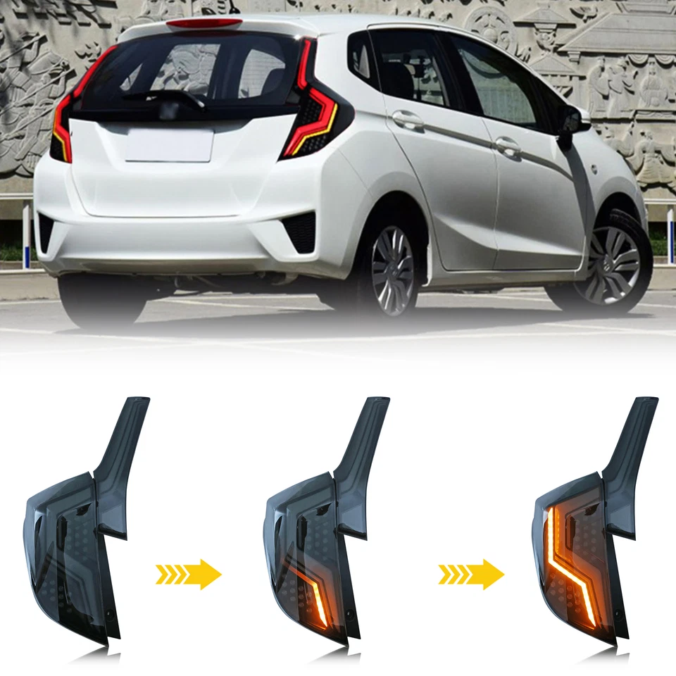 Lente de humo para Honda Fit Jazz 2014-2019 animación lámpara de freno trasera luz trasera LED Foto 4 de 4