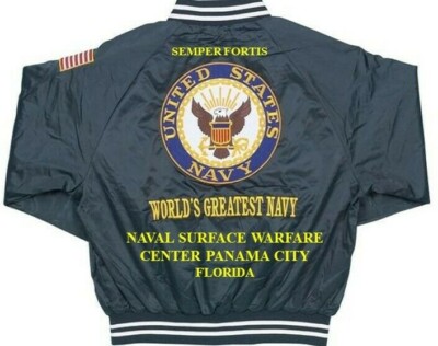 NAVAL SURFACE WARFARE PANAMA CITY FLORIDA EMBROIDERED SATIN JACKET(BACK ONLY)
