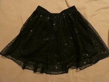 Girls 6 D Signed Black Sequin Mesh Over Solid Skirt Great Condition