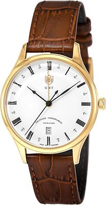 [DUFA] Watch WEIMAR GMT White Dial Quartz 38MM DF-9006-03 Men's Brown