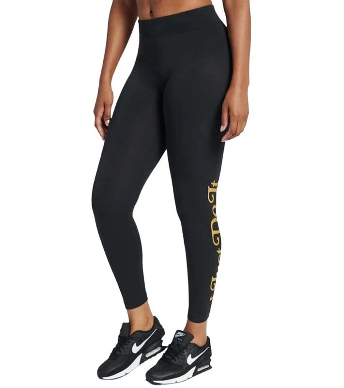 Nike Women's High-Rise Just Do It Leggings (Black Metallic Gold