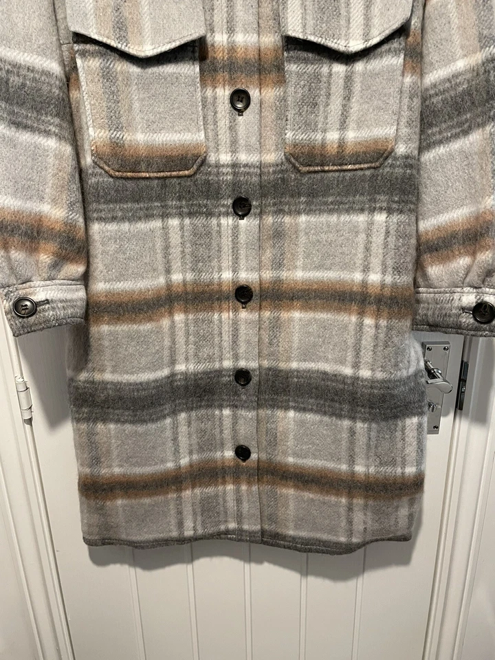 LADIES LA REDOUTE GREY WOOL BLEND CHECKED BUTTON UP COAT UK SIZE 12 BRAND NEW — 第 4/4 张图片