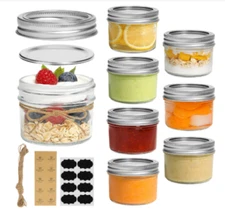 COMSAF SMALL MASON JARS 4OZ 8PCS – WITH LIDS FOR JAM, SPICE, DECOR