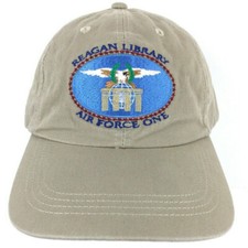 Reagan Library Air Force One Hat USA Script Spell Out Logo Trucker Baseball Cap