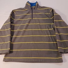 Old Navy Men’s 1/4 Zip Long Sleeve Mens Gray Sweater With Yellow Stripes Medium