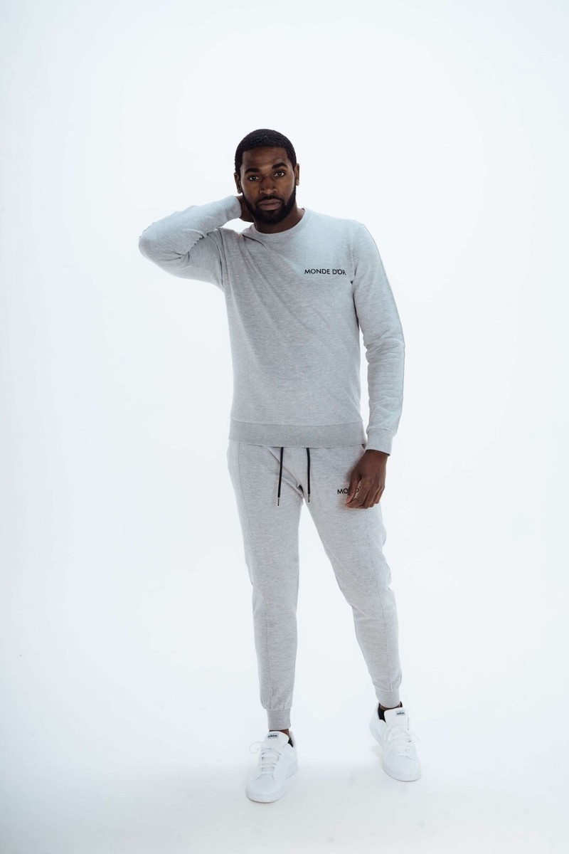 Monde D'or Mens Light Grey Urban Street Tracksuit, Sweatpants and