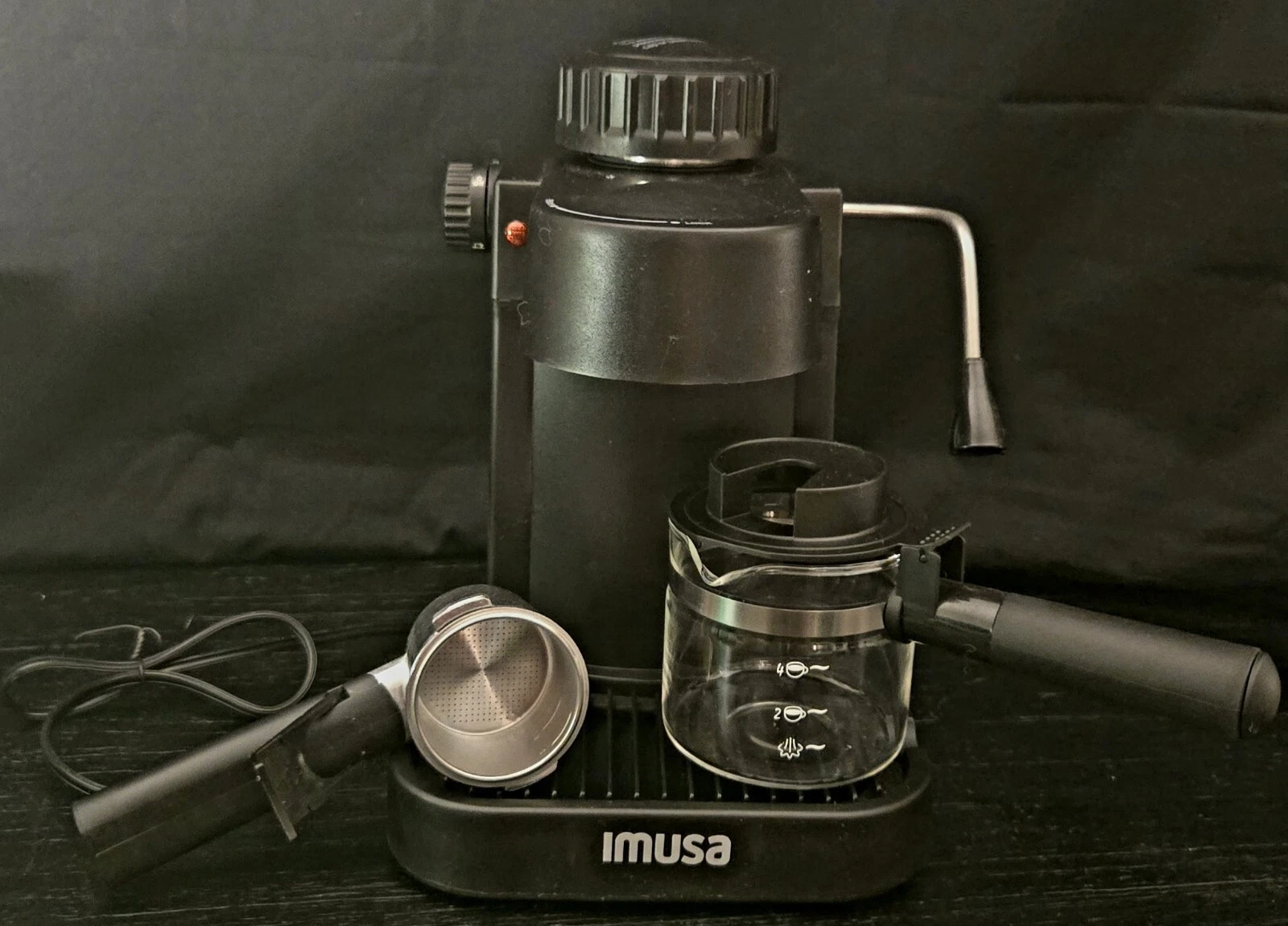 Imusa 4 Cup 800W Espresso/Cappuccino Machine - Black