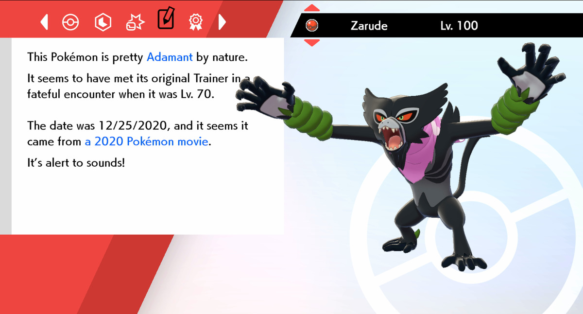 Zarude and Pink Scarf Cape Caped Dada form Zarude 2-Pack - Holding Master  Balls - Pokemon Movie 2020 Event for Sword, Shield, Scarlet, and Violet -  elymbmx