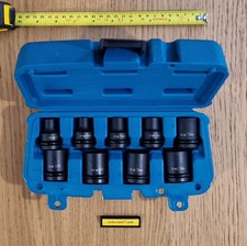 Makita 9 Piece Impact socket set 1/2" drive Metric + Imperial + retaining pins