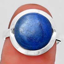 Natural Blue Quartz 925 Sterling Silver Ring s.8.5 Jewelry R-1059