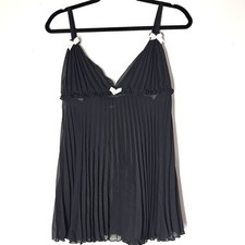 Cinema Etoile Pleated Womens Sheer Babydoll Nightie Lingerie Sz M Coquette