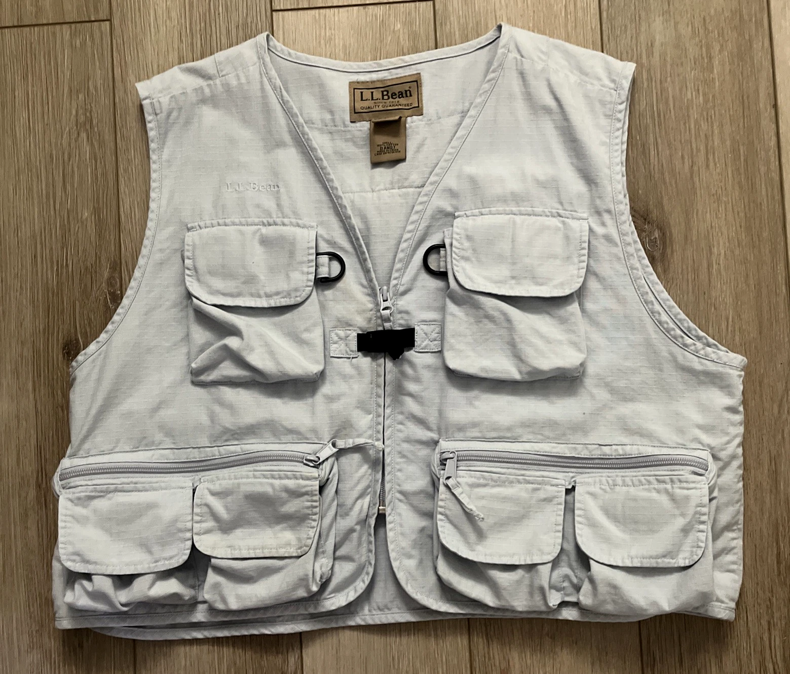 VTG LL Bean Fishing Vest Mens SZ XL Blue Outdoor Utility 11 Pockets Safari