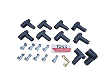 90* Rubber Spark Plug Boot Kit Steel Ends Coil Wire HEI side only 7mm 8mm