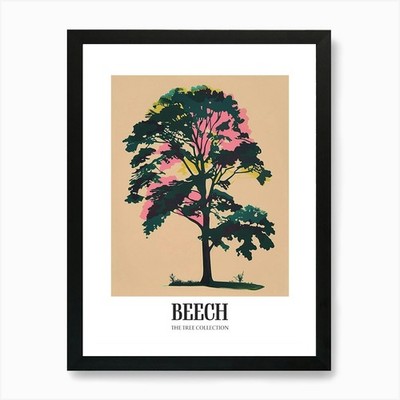 Beech Tree Colourful Illustration 3 Framed Wall Art Poster Canvas Print Picture