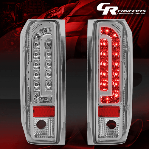 PAIR CHROME CLEAR LENS FULL LED TAIL LIGHT FOR 1990-1997 FORD F150 F250/BRONCO - Picture 1 of 10