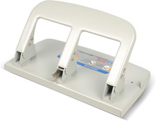 , Medium-Duty 3 Hole Paper Punch, 40 Sheet Punch Capacity, Metallic, Model:Hc-34