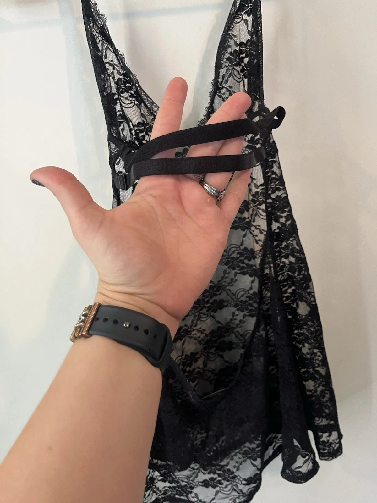 UNDERCOVER Abito lingerie Victorias Secret nero pizzo reggicalze collo schiena bassa spalline sexy