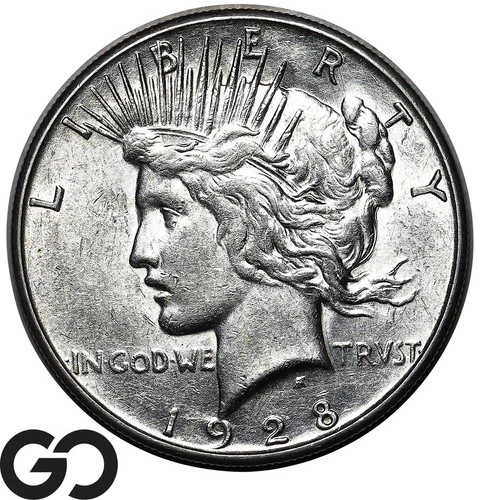 1928-S Peace Dollar, Nice Luster, Choice AU++ Better Date