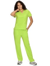 COZYFIT  COZY SCRUBS Women's Scrubs V-Neck Top  Straight Leg Pants 9 Pockets
