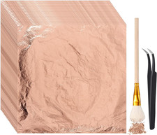 200 Pcs Gold Leaf Sheets for Art Foil Paper Leaf Art Foil Sheets Gilding Brus...