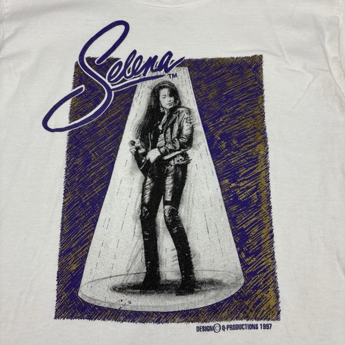 Vintage 1997 Selena Shirt Q Productions White Size Large - Afbeelding 2 van 12