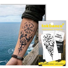 Semi-Permanent Tattoo, Vegv sir Bindrune, Viking Compass, Long Lasting Tempor...