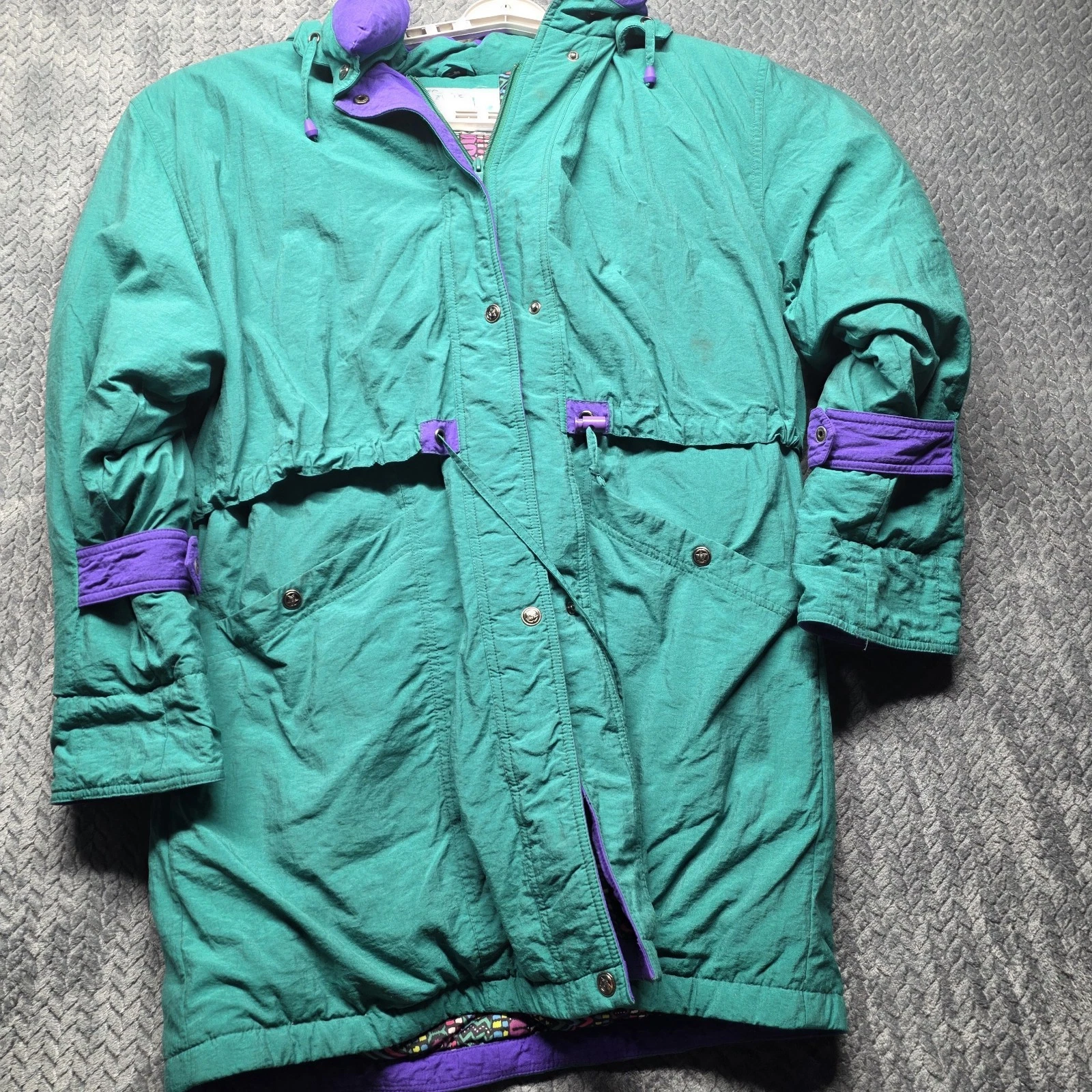 Vintage Winter Club Cyclone Parka Jacket Green Purple 90s Ski