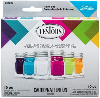 4er Pack - 6 Farben Trendy Farben Handwerk & Modell Farbe Set & Pinsel, Acryl, 1/4 Unzen