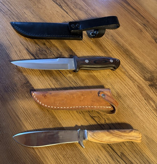 2x Jagdmesser glatte silberne Klinge inkl. Scheide