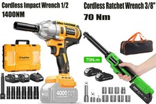 Cordless Impact Wrench 12 Brushless 1400nm 38 Electric Ratchet 70nm Combo Kit