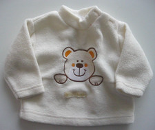 Baby New Born Ivory "Teddy Bear" Long Sleeved Fleece Top. Age Newborn.