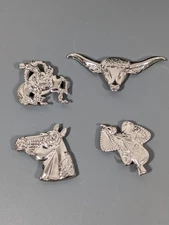 Set of 4 Western Southwestern Cowboy Button Covers Longhorn Horse Equestrian