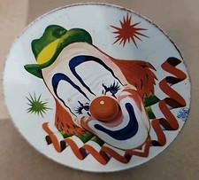 Vintage 1950's Tin Noise Maker US Metal Toy Mfg Co USA Spin Ratchet Clown Face