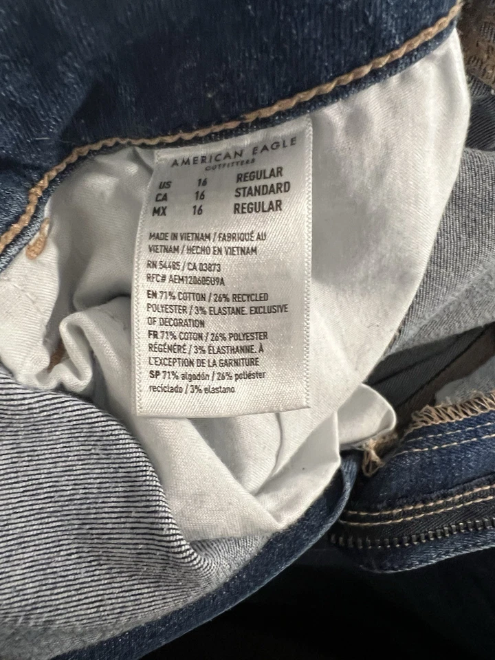 Pantalones de mezclilla para mujer American Eagle Outfitters Next Level ajustados azules talla 16 regulares Foto 4 de 4