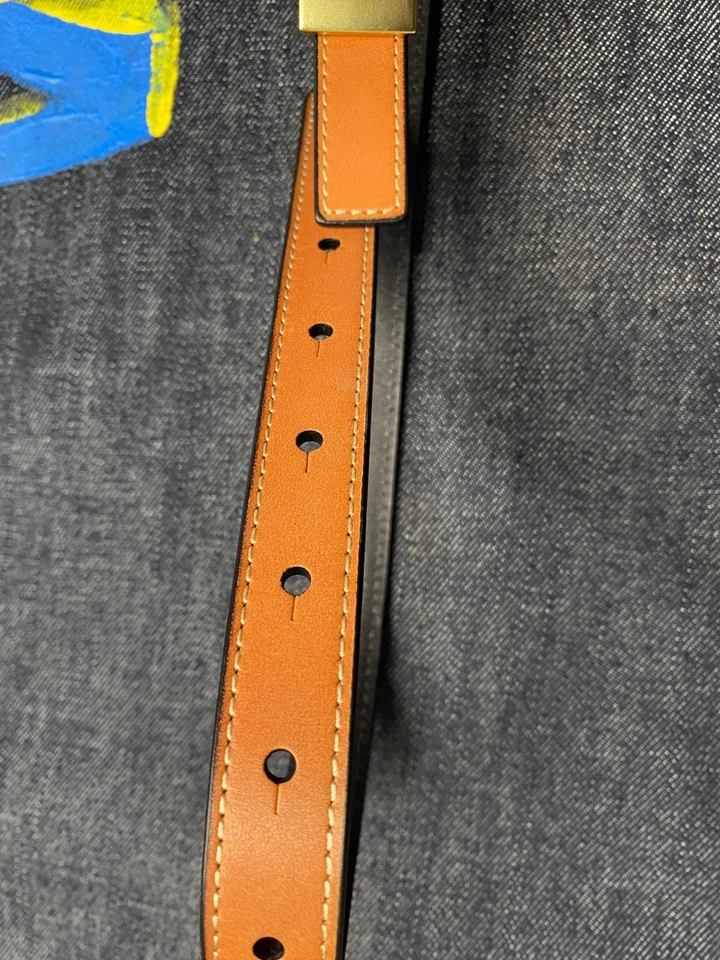 Cinto de couro reversível marrom-preto Ralph Lauren fivela polo dourada - Imagem 2 de 4