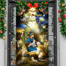 Christmas Door Cover Decorations  Jesus Nativity Scene Holy Night Outdoor Relig