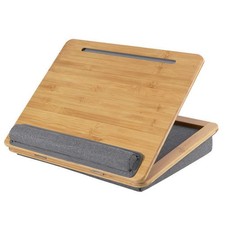 Adjustable Bamboo Lap Desk, Cushion Tablet/Phone Holder Fits 15.6