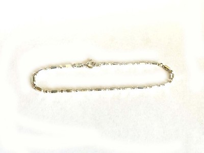 Facettierte Perlen & Stab Sterling Silber 925 Gliederarmband Nachlass Fund 7,25''