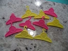 1990s Vintage Barbie Yellow & Pink Clamp Hangers with B Logo Accessory Excellent
